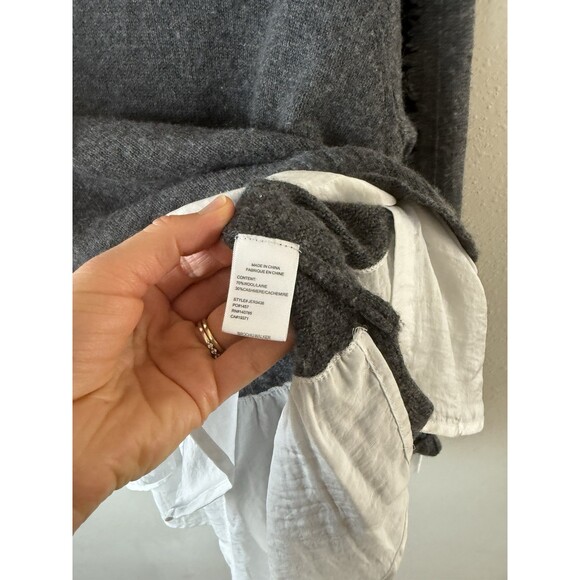 $428 Brochu Walker Jolie Fringe Layered Sweater Gray Wool Cashmere Turtleneck L - Picture 6 of 8